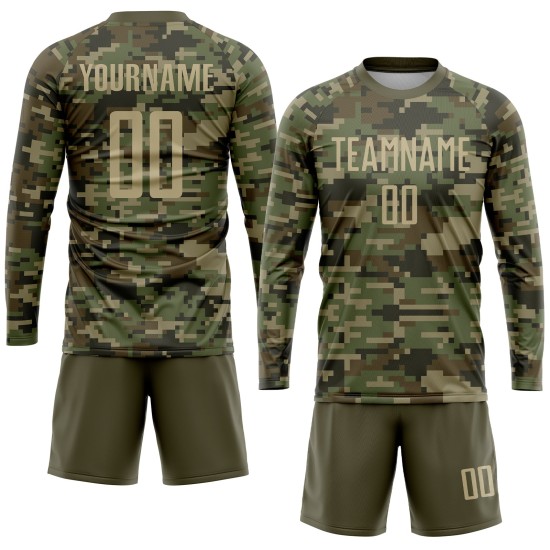Sublimation Custom Service Uniform Salute Soccer Gold-Olive Jersey Camo To Vegas Sublimation Custom Service Uniform Salute Soccer Gold-Olive Jersey Camo To Vegas