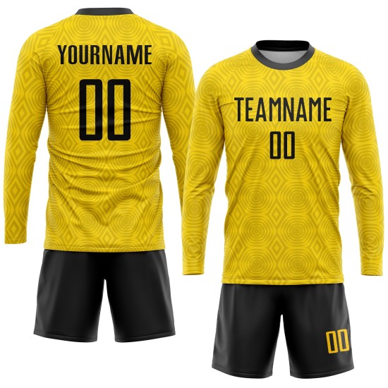 Soccer Gold Sublimation Black Custom Jersey Uniform