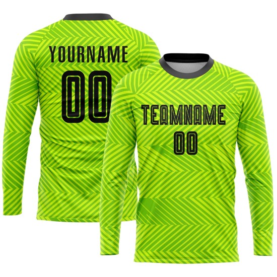 Custom Sublimation Uniform Jersey Black Soccer Green Neon