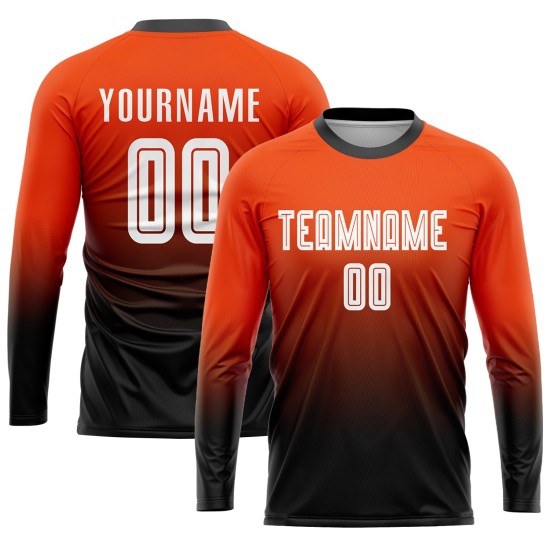 Uniform Soccer Fashion White-Black Fade Orange Sublimation Jersey Custom Uniform Soccer Fashion White-Black Fade Orange Sublimation Jersey Custom