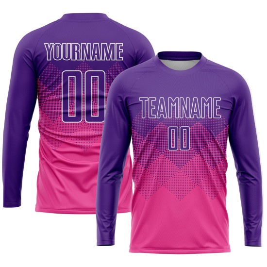 Soccer Sublimation Custom Pink Uniform Jersey Purple-White
