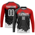 Uniform Soccer Black White-Red Custom Sublimation Jersey