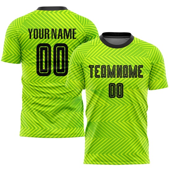 Custom Sublimation Uniform Jersey Black Soccer Green Neon