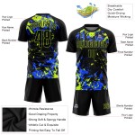 Uniform Custom Soccer Sublimation Black Black Jersey Neon Green-Royal