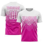 Uniform White Deep Pink Custom Sublimation Soccer Jersey