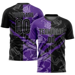 Pattern Uniform Custom Purple-Gray Sublimation Graffiti Jersey Black Scratch Soccer