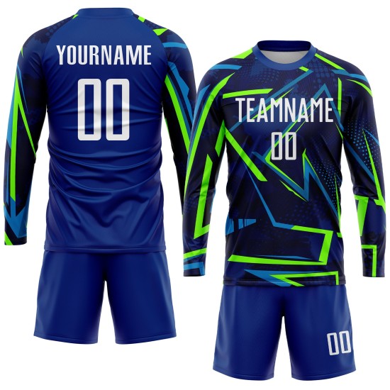 Green Royal Sublimation Jersey Soccer Uniform White-Neon Custom