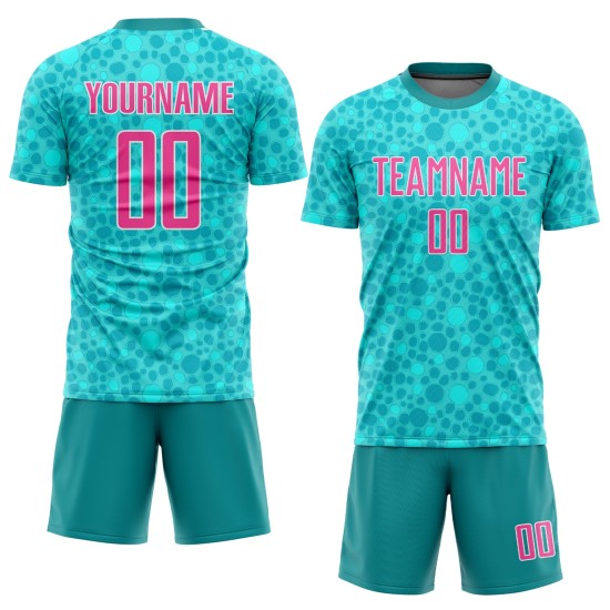 Soccer Pink-White Custom Sublimation Uniform Aqua Jersey