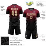 Custom Soccer Jersey Sublimation Crimson Cream-Black Fade Uniform Fashion Custom Soccer Jersey Sublimation Crimson Cream-Black Fade Uniform Fashion
