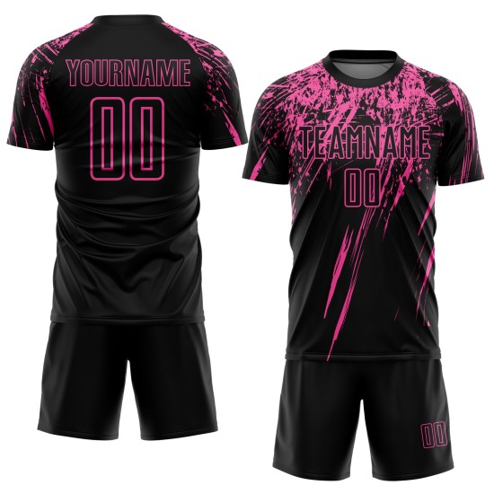 Black Uniform Jersey Soccer Sublimation Pink Custom