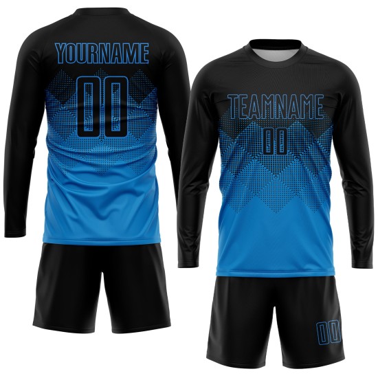 Jersey Uniform Blue Black Sublimation Soccer Custom