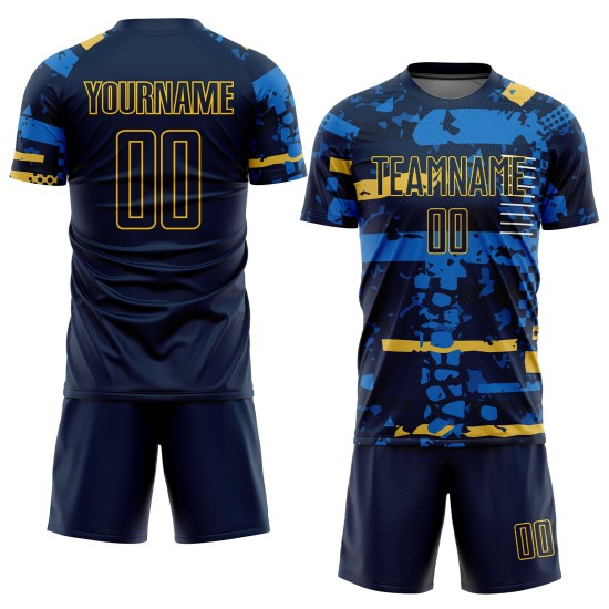 Custom Uniform Sublimation Jersey Navy Soccer Navy-Gold