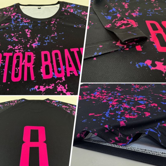 Uniform Black Soccer Custom Blue Jersey Sublimation Pink-Light