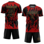 Black-Old Sublimation Jersey Uniform Gold Red Custom Soccer Black-Old Sublimation Jersey Uniform Gold Red Custom Soccer