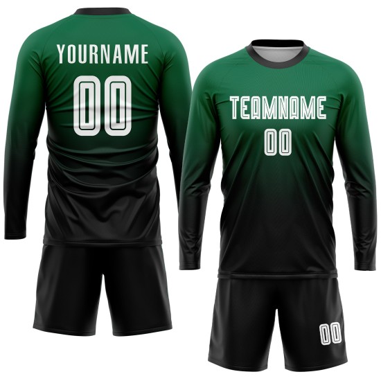 Uniform Fade Green White-Black Soccer Jersey Sublimation Kelly Custom Fashion