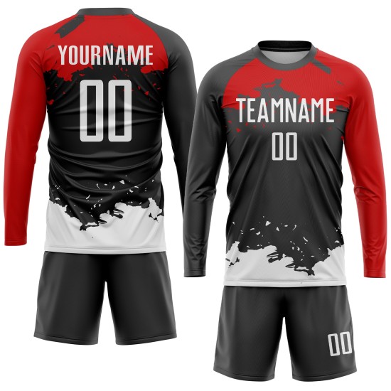 Uniform Soccer Black White-Red Custom Sublimation Jersey