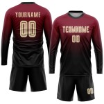 Custom Soccer Jersey Sublimation Crimson Cream-Black Fade Uniform Fashion Custom Soccer Jersey Sublimation Crimson Cream-Black Fade Uniform Fashion