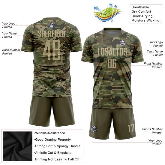 Sublimation Custom Service Uniform Salute Soccer Gold-Olive Jersey Camo To Vegas Sublimation Custom Service Uniform Salute Soccer Gold-Olive Jersey Camo To Vegas