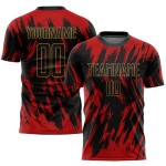 Black-Old Sublimation Jersey Uniform Gold Red Custom Soccer