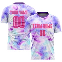 Tie Jersey Uniform Sublimation Dye Soccer Pink-Purple Custom