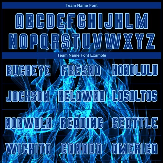 Blue Custom Flame Uniform Sublimation Royal-Light Black Jersey Soccer