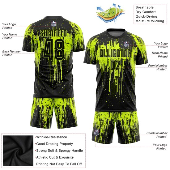 Green Jersey Uniform Neon Sublimation Soccer Custom Black