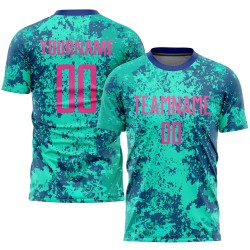 Pink-Royal Teal Custom Uniform Sublimation Jersey Soccer