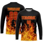 Sublimation Red-Gold Black Flame Soccer Uniform Custom Jersey