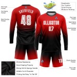 Soccer White-Black Red Fade Custom Sublimation Sleeve Fashion Uniform Long Jersey