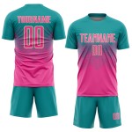 Uniform Sublimation Jersey Soccer Custom Teal Pink-Cream Uniform Sublimation Jersey Soccer Custom Teal Pink-Cream