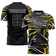 Custom Jersey Black Soccer Sublimation Uniform Black-Gold