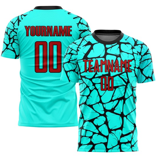 Uniform Soccer Sublimation Red-Black Jersey Custom Aqua Uniform Soccer Sublimation Red-Black Jersey Custom Aqua