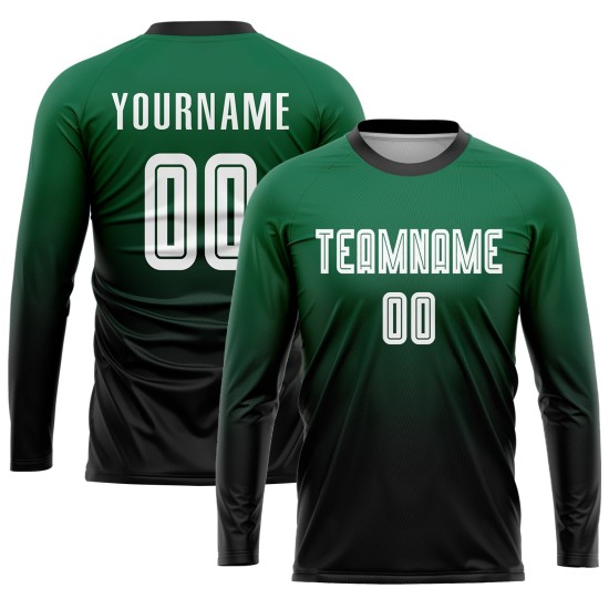 Uniform Fade Green White-Black Soccer Jersey Sublimation Kelly Custom Fashion