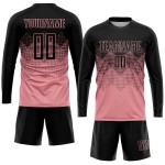 Medium Soccer Pink Custom Sublimation Black Uniform Jersey Medium Soccer Pink Custom Sublimation Black Uniform Jersey