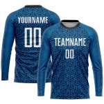 Sublimation Custom Blue Soccer Uniform White-Black Jersey