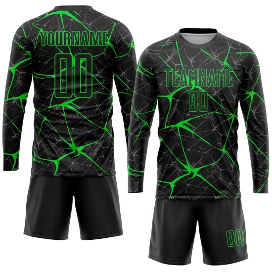 Green Jersey Uniform Custom Sublimation Soccer Black Neon