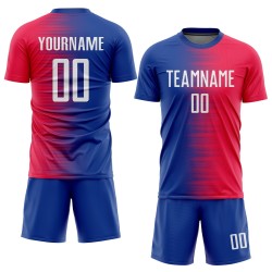 Sublimation Custom White-Royal Uniform Jersey Soccer Red