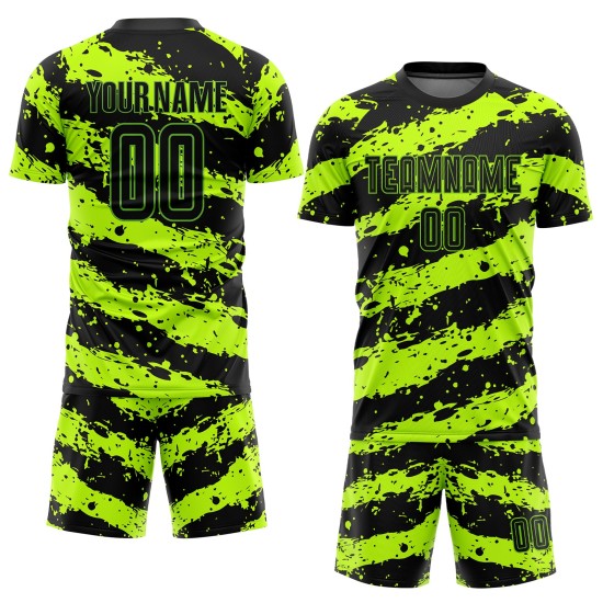 Green Neon Uniform Sublimation Jersey Custom Soccer Black
